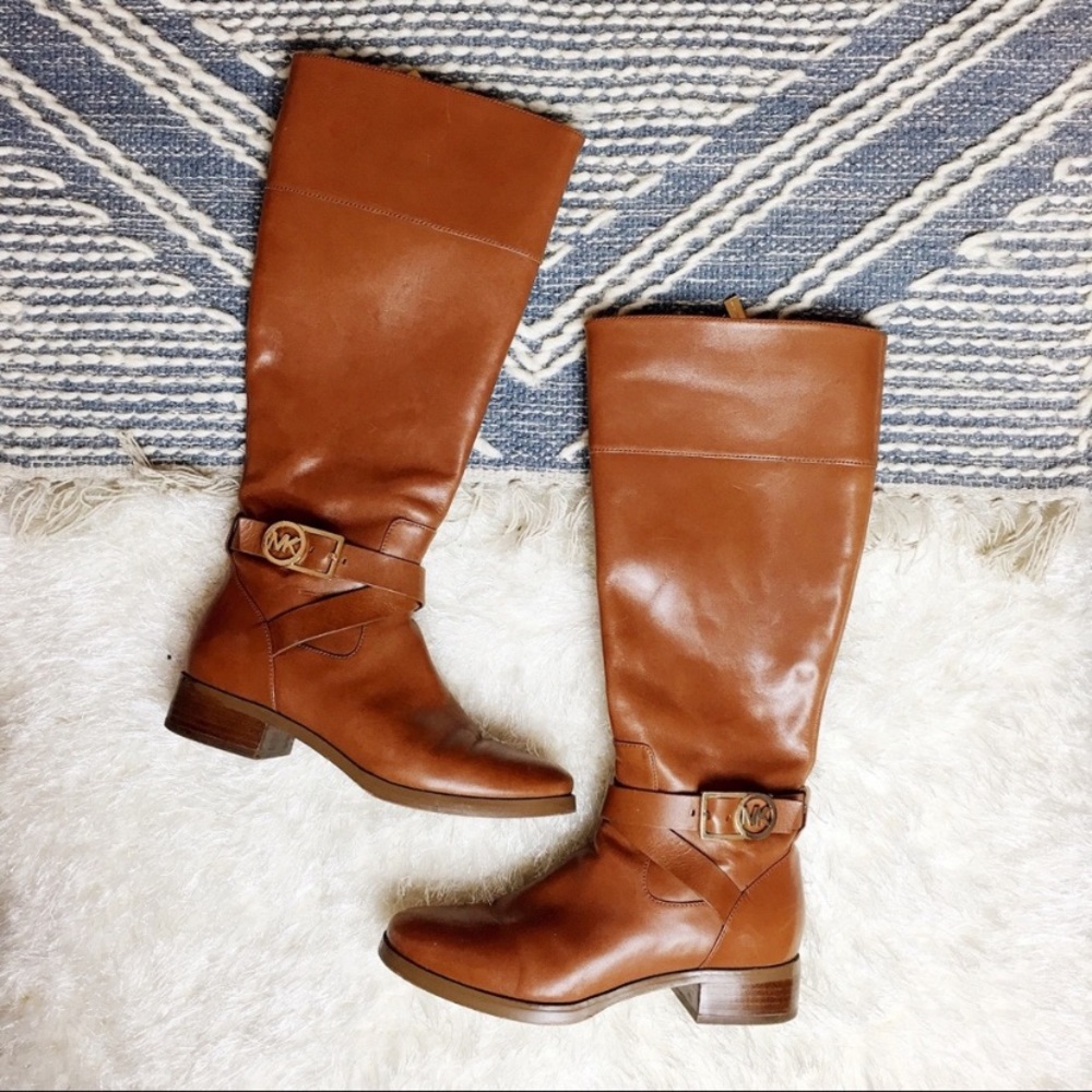 Michael Kors Tan Leather Riding Boots Size 8